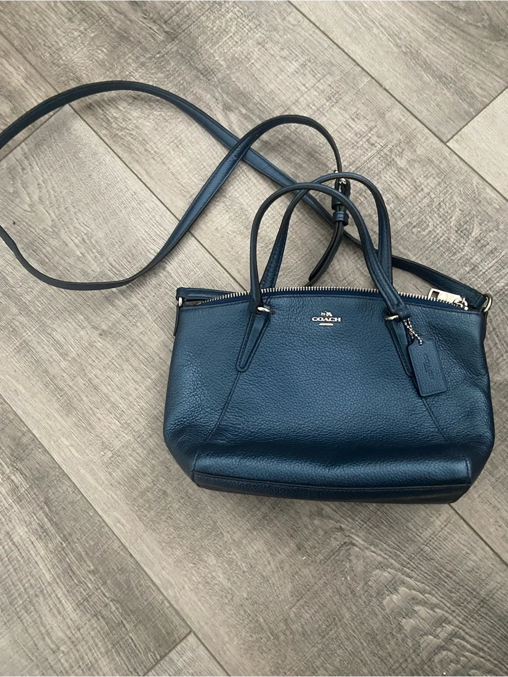 Coach Pebbled Leather Mini Satchel in Deep Blue